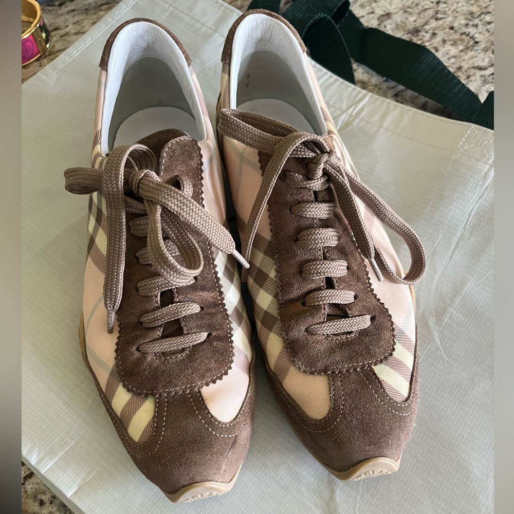 Burberry Pattern Print Pink House Check Sneakers 36.5